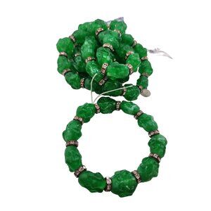 Vintage Apple Jade Molded Resin Buddha Bracelet NOS (A4333)